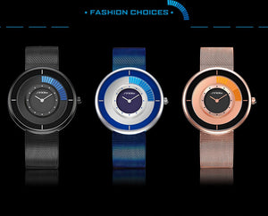 Sinobi Fashion Unique Rotating Luxury Ultra-Thin Steel Watch