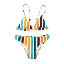 Load image into Gallery viewer, Women&#39;s Rainbow Striped Print Swimwear Bikini Swimwear Bandage Tankini Beach