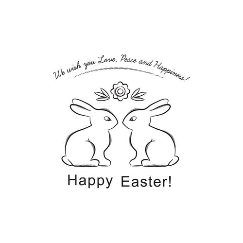 Happy Easter Rabbit Vinyl Decal Art Wall Sticker DIY Home Room Decor