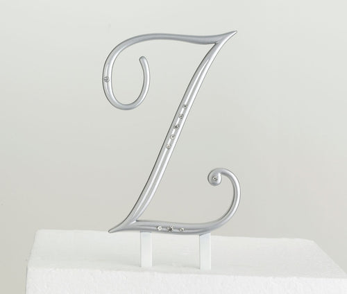 Lillian Rose Silver Rhinestone Monogram Letter Z Cake Topper