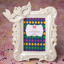 Load image into Gallery viewer, Mardi Gras Masked theme picture / placecard frame from Solefavors